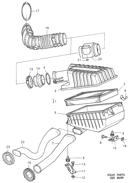 Air intake system, B18E,ES,F, VOLVO-GR-18499