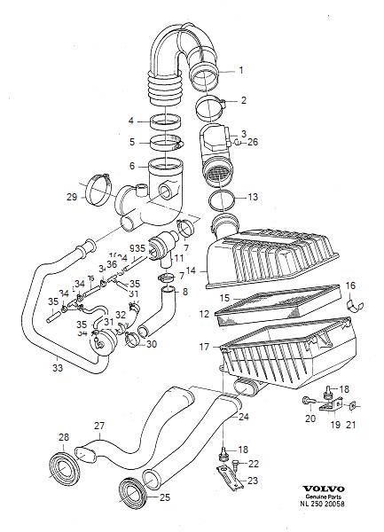 Air intake system, low pressure, turbocharger, VOLVO-GR-20058