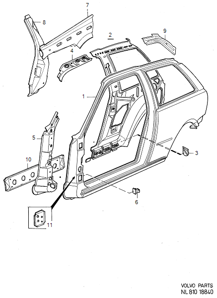 Elementy nadwozia, bok nadwozia, VOLVO-GR-18840