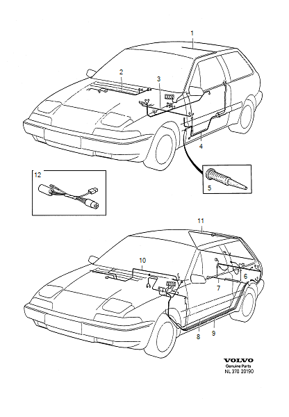 Wiring harness, upholstery, rear door, -1989, VOLVO-GR-20190