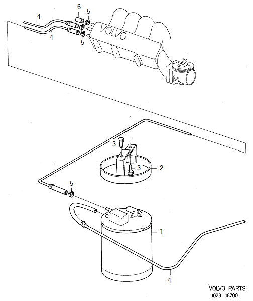 Carbon filter with mounting parts, VOLVO-GR-18700