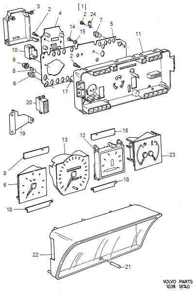 Combined instrument, With trip computer, Without trip computer, VOLVO-GR-18740