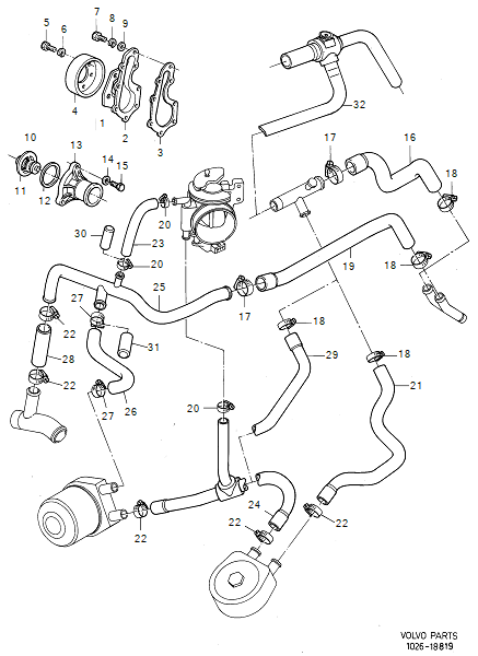 Cooling system, engine and related parts, B20F, VOLVO-GR-18819