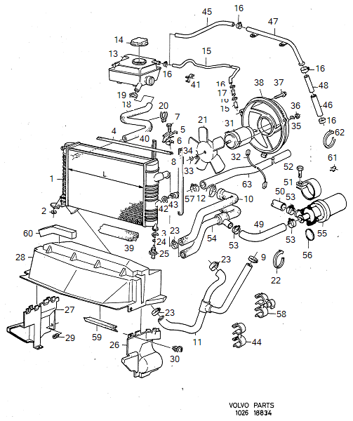 Cooling system, radiator and related parts, CH -551749, VOLVO-GR-18834