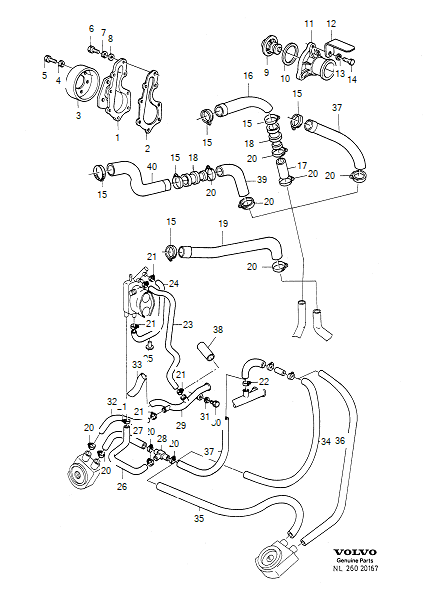 Cooling system, engine and related parts, B18E, ED, ES, VOLVO-GR-20167