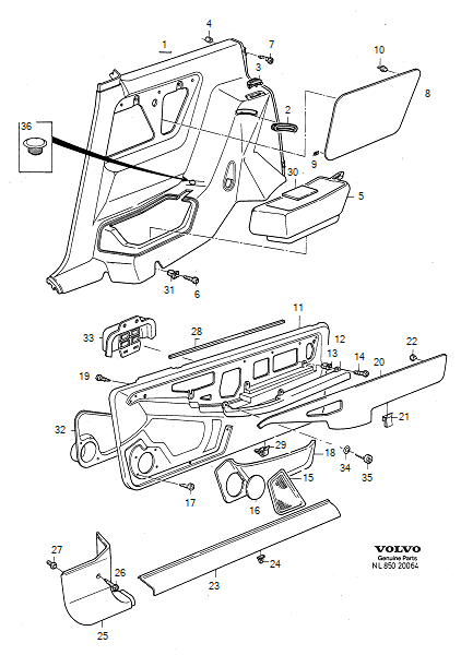 front door, with assembly parts, side panel