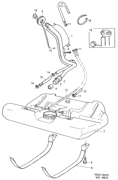 fuel tank and connecting parts, 1993-