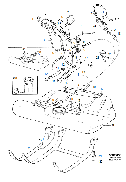 fuel tank and connecting parts, -1992