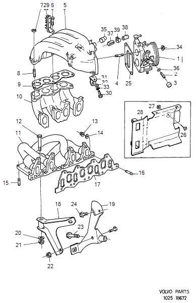 intake and exhaust manifolds, throttle housing