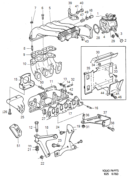 intake and exhaust manifolds, throttle housing, TURBO
