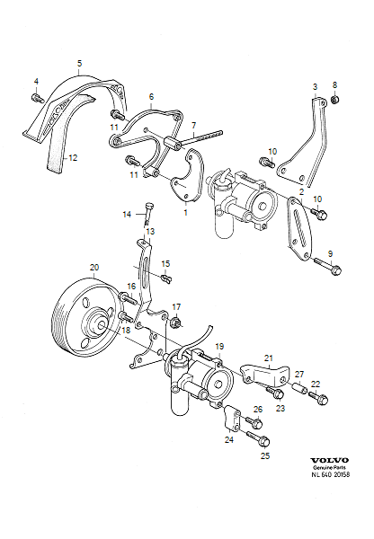 pump, servo steering, with mounting