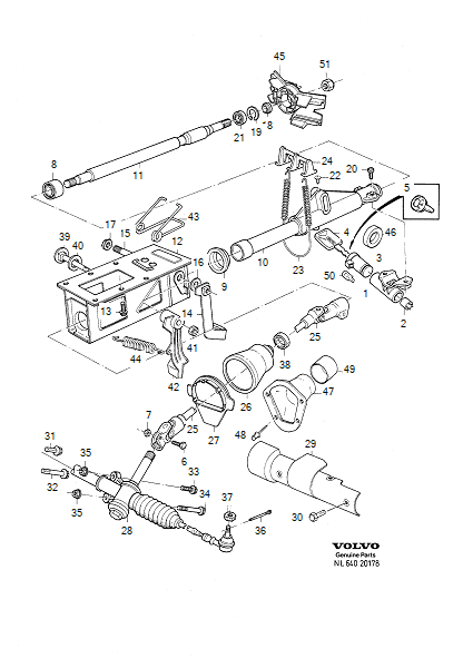 steering box, Steering shaft, adjustable