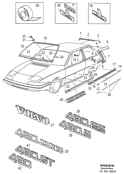 Trim mouldings, emblems