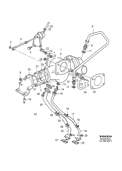 turbocharger, with connecting parts