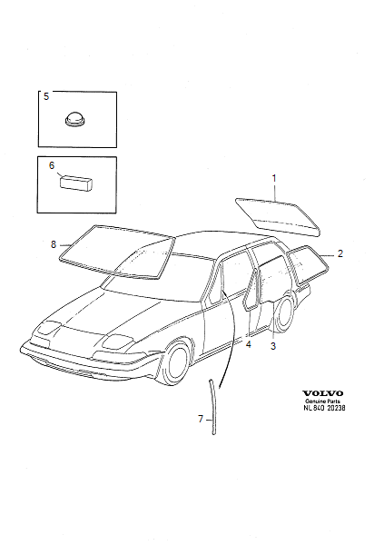 windshield, rear window and door windows